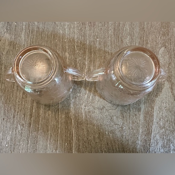 Depression Glass 2 Dogwood Macbeth Evans Pink Open Sugar Bowls / Cups W/ Handles - Picture 10 of 12